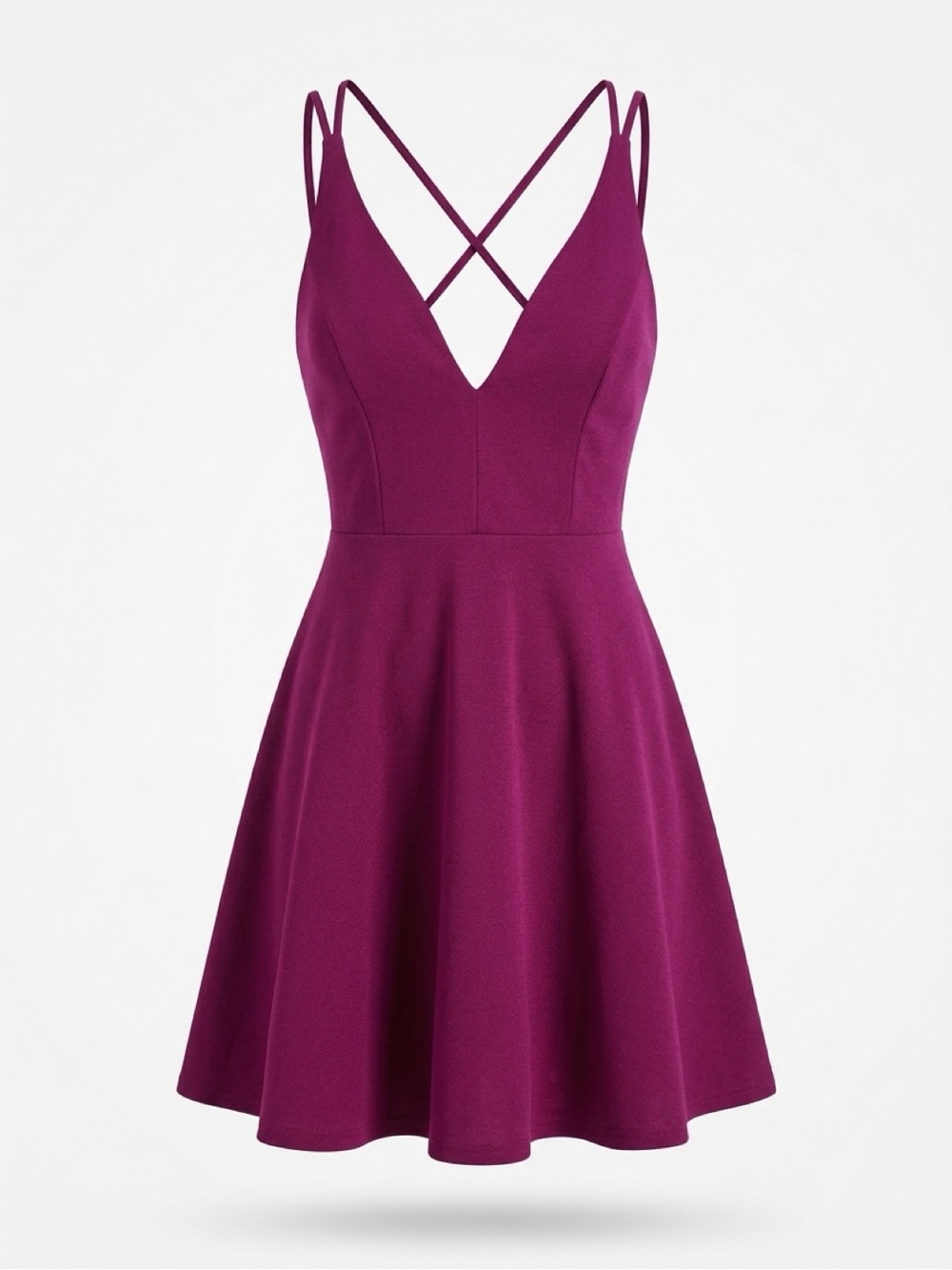 Lulus Skater Dress Small Burgundy Wine V Neck Fit Flare Crisscross Back